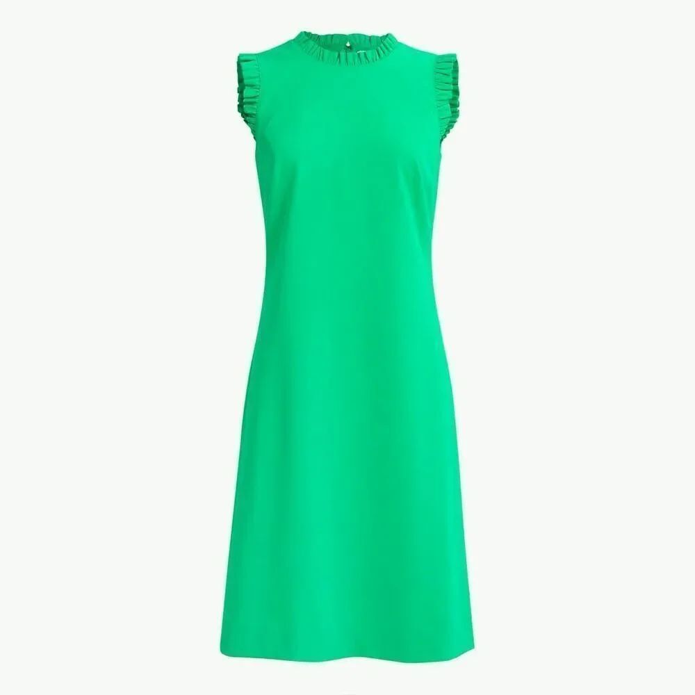 J. CREW Women’s Green Sleeveless Ruffle Sleeve Sheath Dress Sz 16
